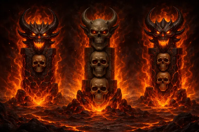A Chaos Totem of horned skulls wreathed in fire